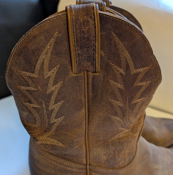 Boulet Brown Leather Cowboy Boots Size 9.5 In VGUC - Picture 3 of 14
